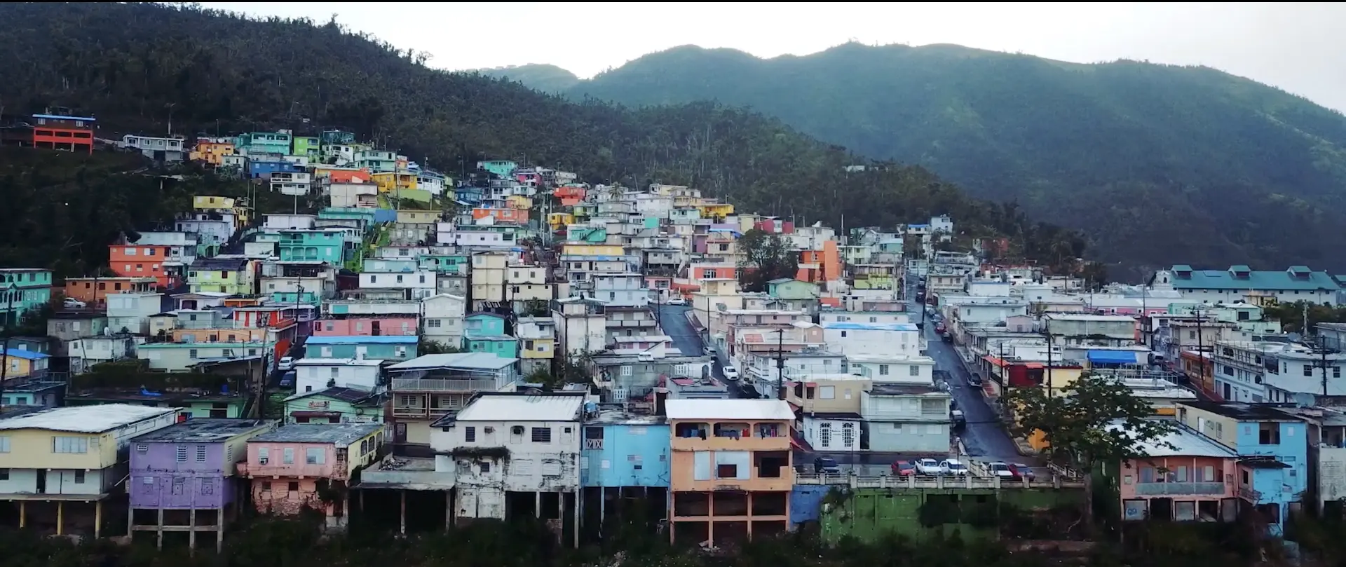 Colorful hillside neighborhood in Comerío, Puerto Rico