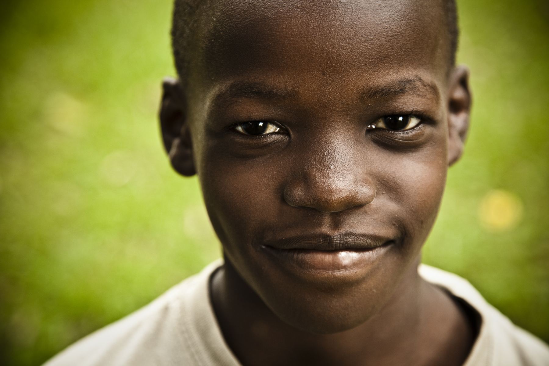 Close portrait of a young boy looking into the lens